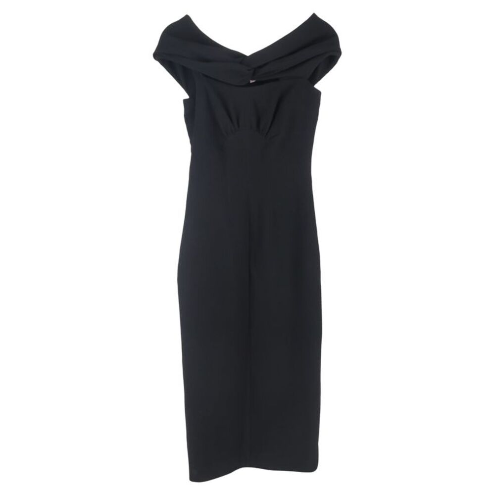 Emilia Wickstead Padma Off-Shoulder Midi Dress in Black Polyester